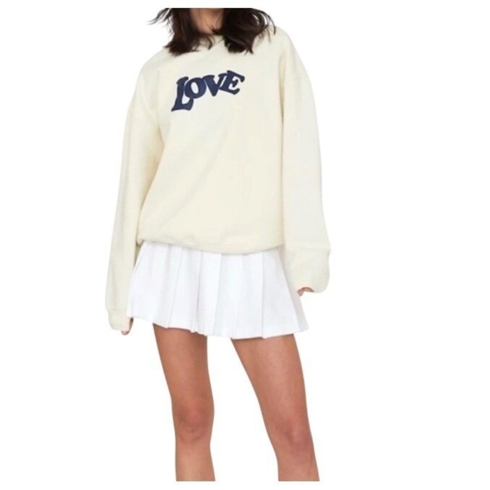 KULE Love Graphic Sweatshirt Cream Organic Cotton Oversized Pullover XL Portugal